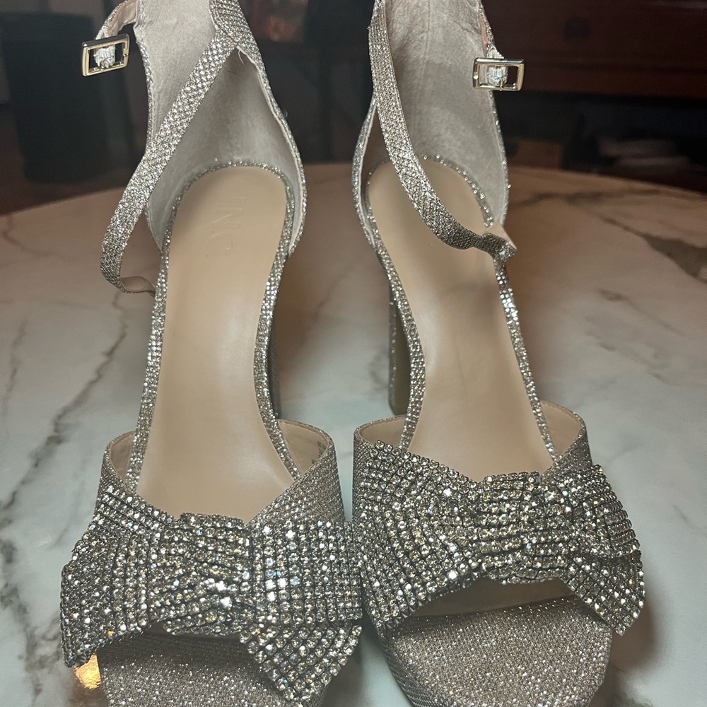INC International Concepts Silver Rhinestone Heels